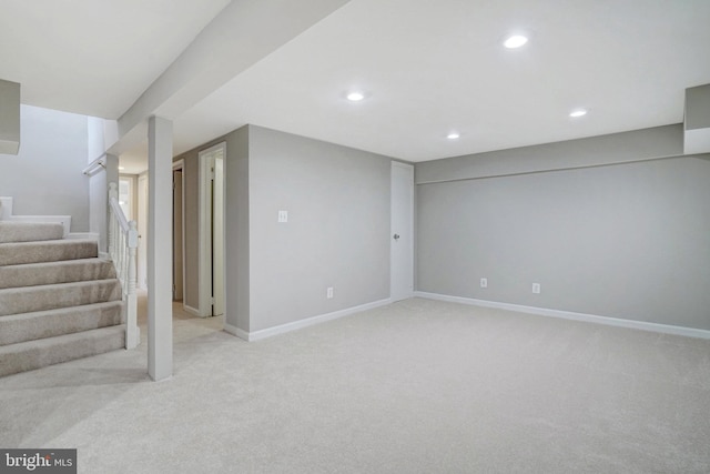 1310 S Columbus St, Arlington, VA 22204 - finished below grade area featuring recessed lighting, baseboards, light carpet, and stairway