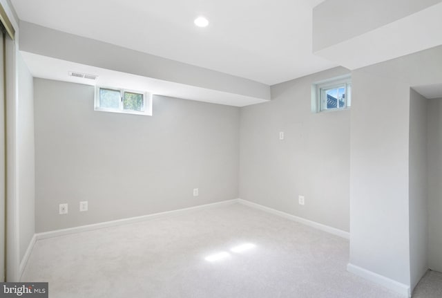 1310 S Columbus St, Arlington, VA 22204 - below grade area featuring visible vents, carpet flooring, and baseboards
