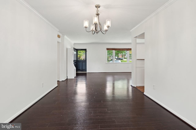 1321 Bayshire Ln, Herndon, VA 20170 - unfurnished room featuring a chandelier, wood finished floors, crown molding, and baseboards