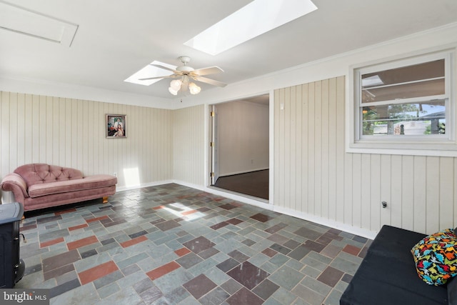 1321 Bayshire Ln, Herndon, VA 20170 - living area featuring a skylight and baseboards