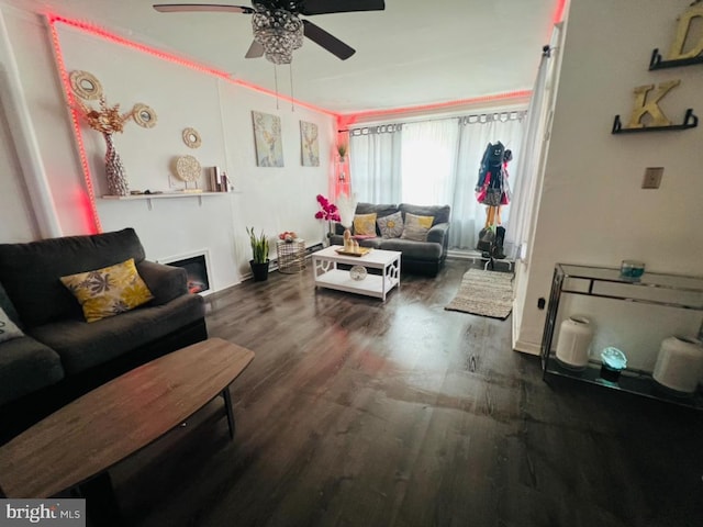 5625 Loretto Ave, Philadelphia, PA 19124 - living room with a ceiling fan and wood finished floors