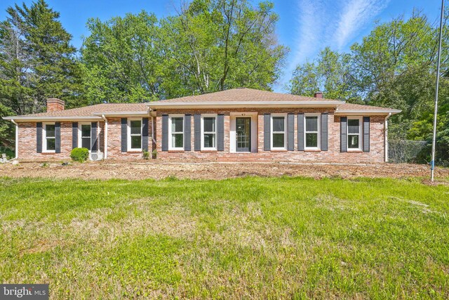 6611 Jupiter Dr, Huntingtown, MD 20639 - ranch-style house with a chimney and brick siding