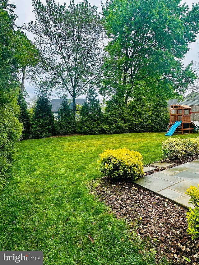 view of yard featuring a playground