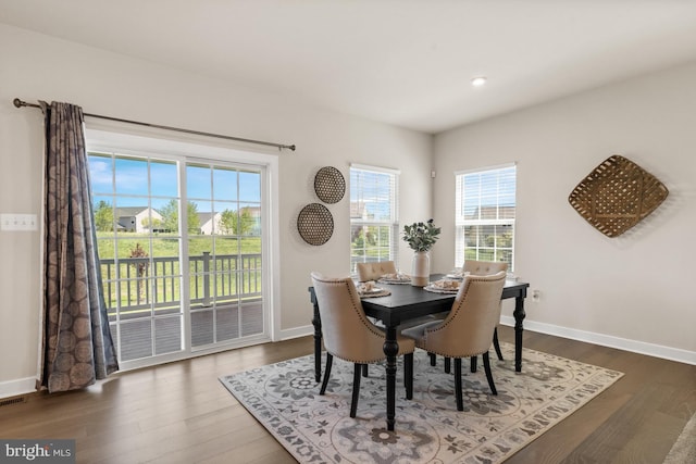 147 Parker Dr, Middletown, DE 19709 - dining room with recessed lighting, baseboards, and dark wood finished floors