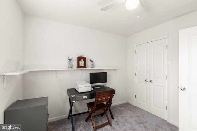 418 N Stokes, Havre De Grace, MD 21078 - carpeted office space featuring baseboards and ceiling fan