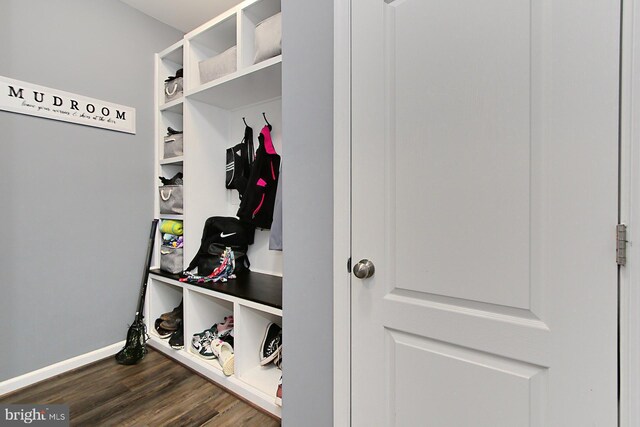 108 Chimney Swift Rd, Fredericksburg, VA 22406 - mudroom with baseboards and dark wood-style floors