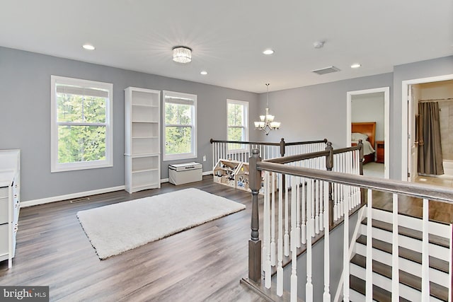 108 Chimney Swift Rd, Fredericksburg, VA 22406 - interior space featuring a notable chandelier, recessed lighting, an upstairs landing, dark wood-type flooring, and visible vents