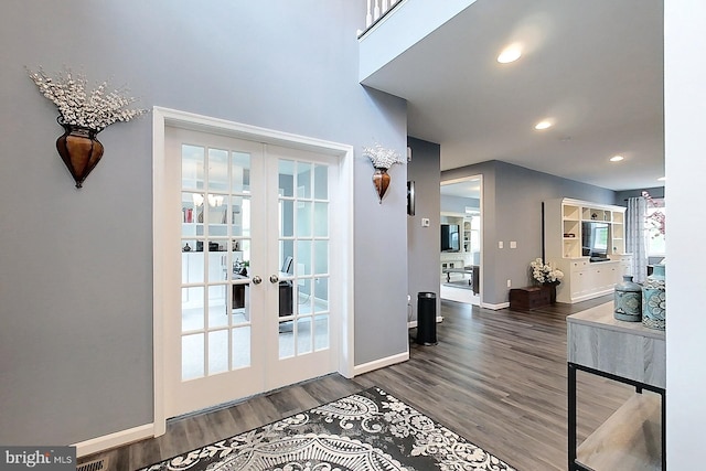 108 Chimney Swift Rd, Fredericksburg, VA 22406 - doorway to outside with french doors, recessed lighting, baseboards, and wood finished floors