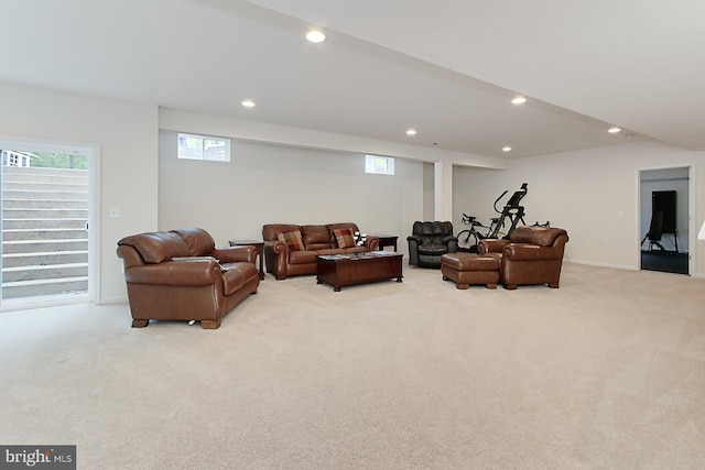 108 Chimney Swift Rd, Fredericksburg, VA 22406 - living area with baseboards, carpet, and recessed lighting