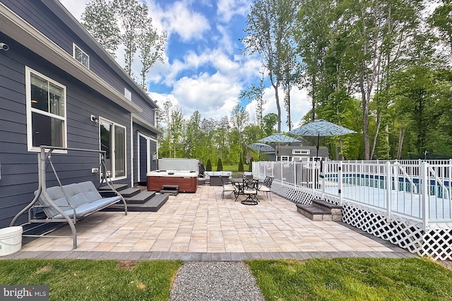 108 Chimney Swift Rd, Fredericksburg, VA 22406 - view of patio with a hot tub, fence, and a pool