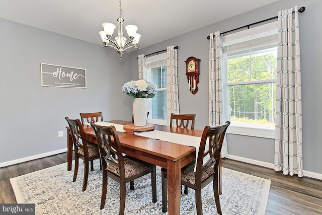 108 Chimney Swift Rd, Fredericksburg, VA 22406 - dining space with baseboards, an inviting chandelier, and wood finished floors