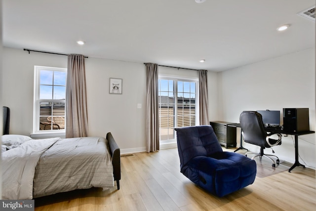 14030 Sunrise Valley Dr, Herndon, VA 20171 - bedroom featuring visible vents, light wood-type flooring, baseboards, and recessed lighting