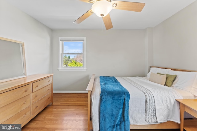 610 Valley Brook Dr, Silver Spring, MD 20904 - bedroom featuring baseboards, a ceiling fan, and light wood finished floors