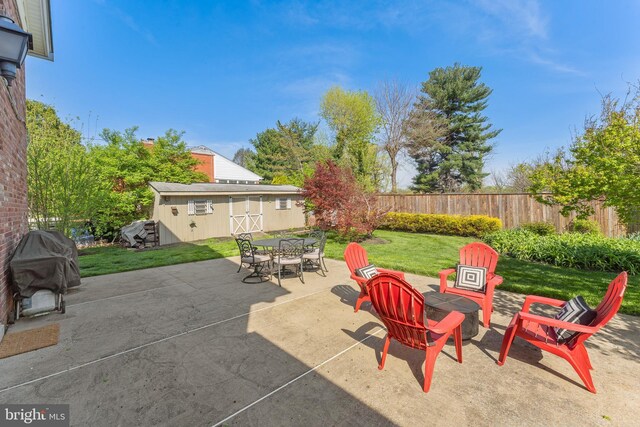 610 Valley Brook Dr, Silver Spring, MD 20904 - view of patio / terrace featuring fence, an outdoor structure, and outdoor dining area