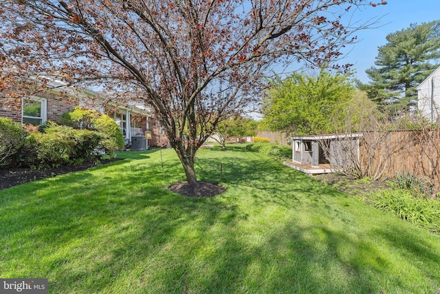 610 Valley Brook Dr, Silver Spring, MD 20904 - view of yard featuring fence, central air condition unit, and an outbuilding
