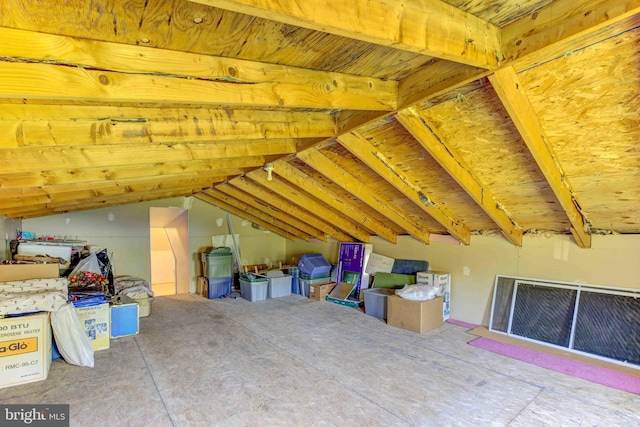 view of unfinished attic