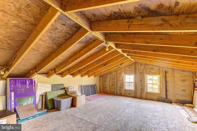 view of unfinished attic
