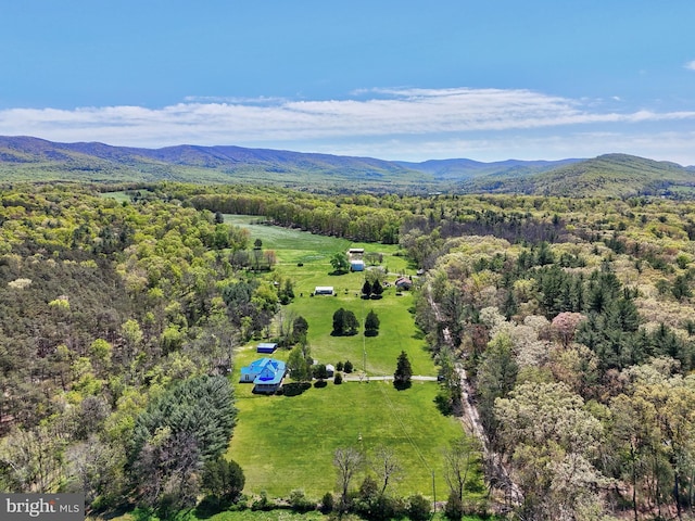 aerial view of mountains and a heavily wooded area