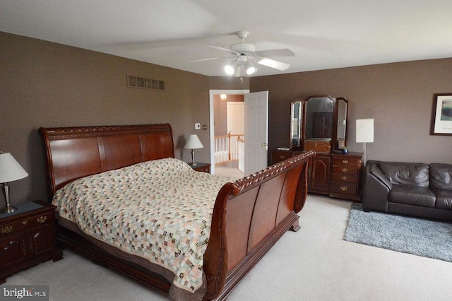 2350 Josie Ln, Harleysville, PA 19438 - bedroom featuring a ceiling fan, visible vents, and light colored carpet