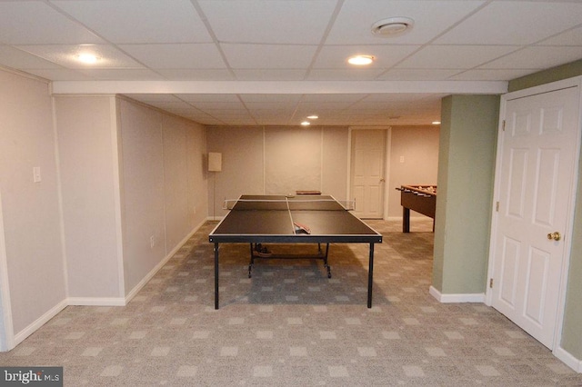2350 Josie Ln, Harleysville, PA 19438 - rec room with a paneled ceiling, recessed lighting, and baseboards
