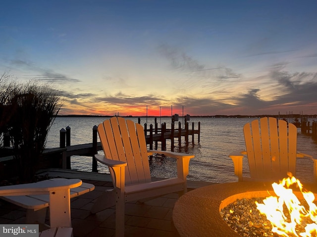 29710 Seagrass Ct, Dagsboro, DE 19939 - dock area with an outdoor fire pit and a water view