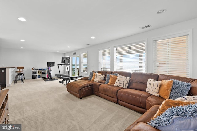 29710 Seagrass Ct, Dagsboro, DE 19939 - carpeted living room with visible vents and recessed lighting