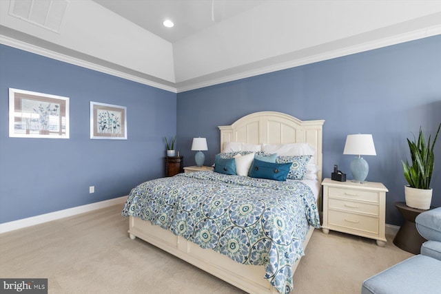 29710 Seagrass Ct, Dagsboro, DE 19939 - bedroom featuring baseboards, a tray ceiling, visible vents, and light colored carpet