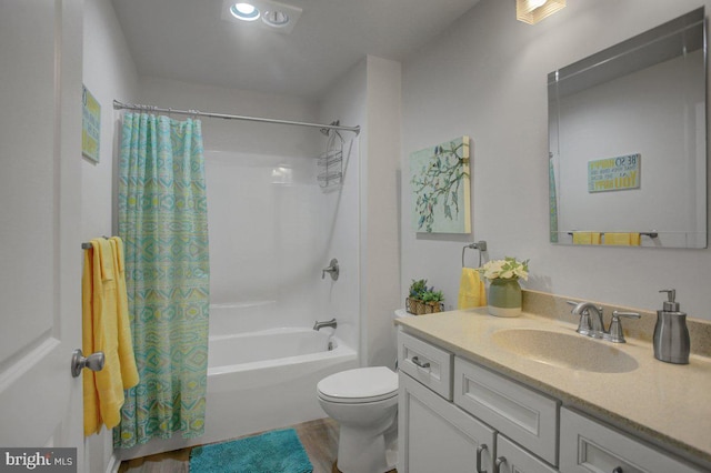 230 Meadowcreek Dr N, Chambersburg, PA 17202 - full bath with toilet, vanity, shower / tub combo, and wood finished floors