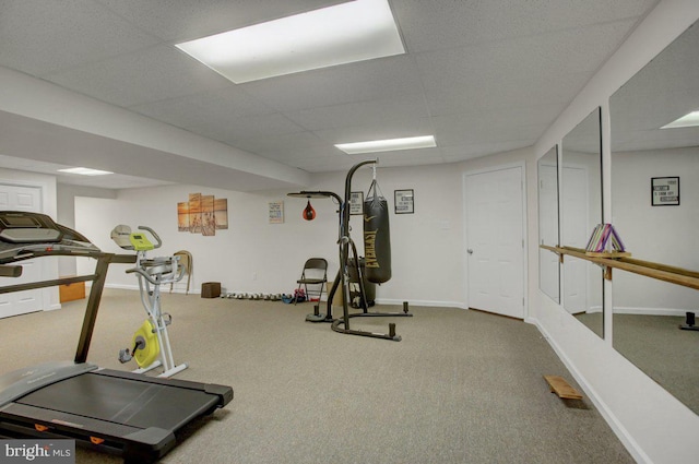 230 Meadowcreek Dr N, Chambersburg, PA 17202 - exercise area featuring carpet flooring, baseboards, and a paneled ceiling