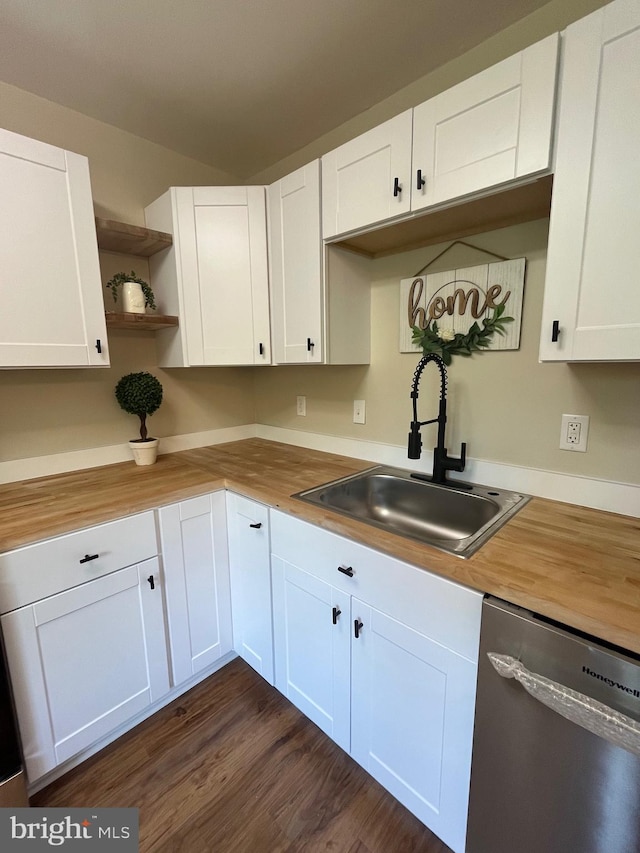 28 Wenner Dr, Brunswick, MD 21716 - kitchen with open shelves, butcher block counters, a sink, and dishwasher