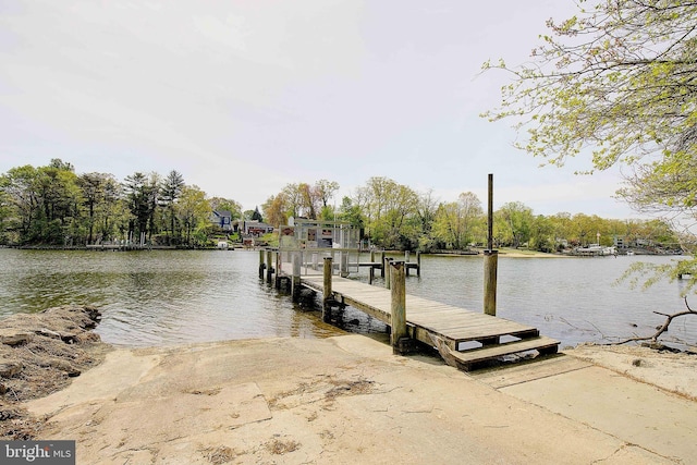view of dock featuring a water view