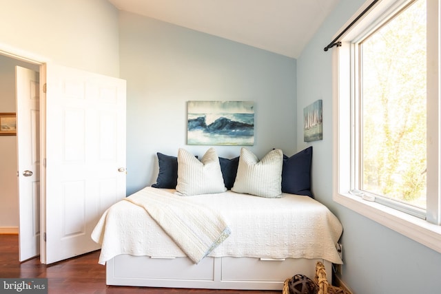 3734 1st Ave, Edgewater, MD 21037 - bedroom featuring vaulted ceiling and dark wood finished floors