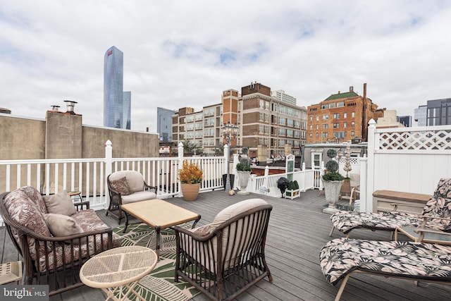 2217 Locust St, Philadelphia, PA 19103 - deck featuring an outdoor hangout area and a city view