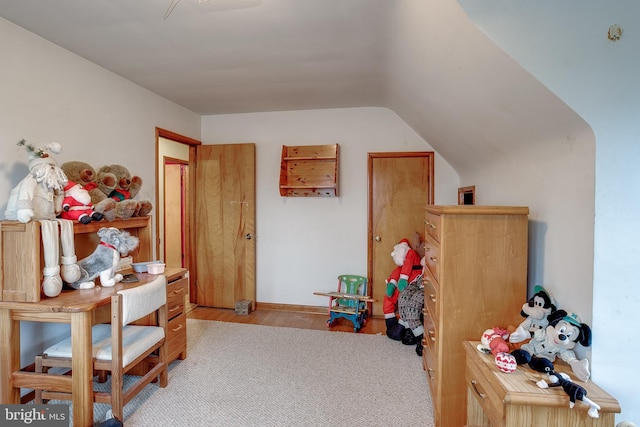 121 E Lafayette Ave, Magnolia, NJ 08049 - rec room featuring vaulted ceiling, carpet flooring, and baseboards