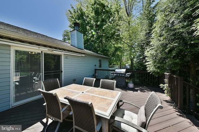3703 Spruce St, Bristol, PA 19007 - wooden deck with outdoor dining area and a grill