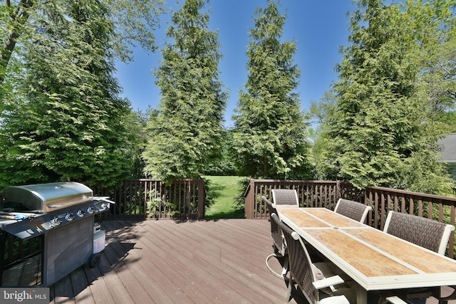 3703 Spruce St, Bristol, PA 19007 - wooden terrace with outdoor dining space and a grill