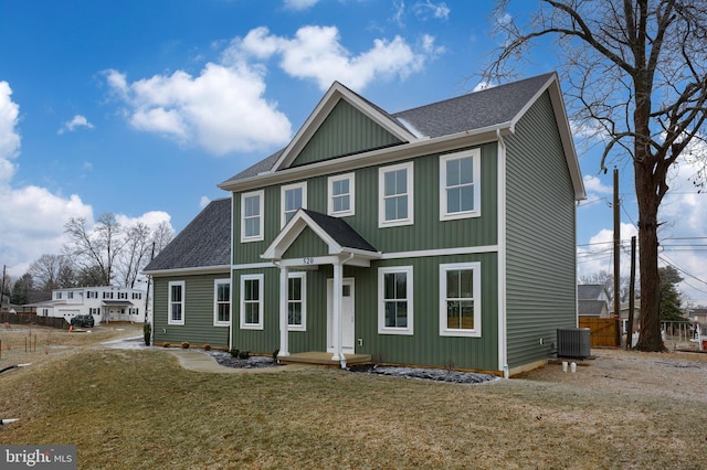 520 Woodcrest Ave, Lititz, PA 17543 - view of front of home with a front lawn, central AC unit, and roof with shingles