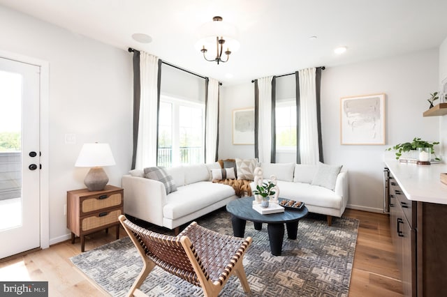 living room with light wood-style floors