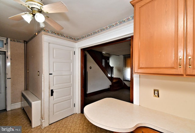 133 Main St, East Greenville, PA 18041 - detailed view of a ceiling fan, tile patterned floors, and radiator