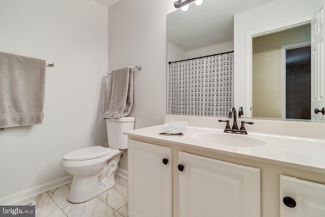 10995 Alcorn Ln, Waldorf, MD 20603 - bathroom featuring toilet, baseboards, vanity, and marble finish flooring