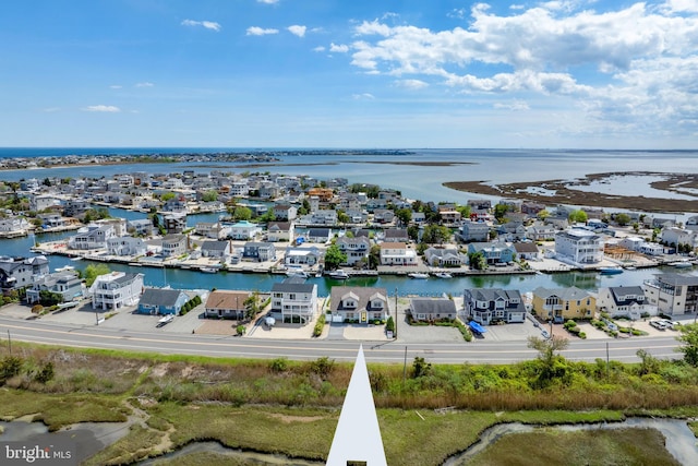 aerial perspective of suburban area featuring a large body of water