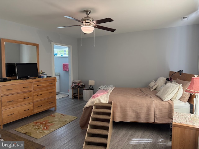 14273 Brandy Ln, Georgetown, DE 19947 - bedroom with dark wood-style floors and a ceiling fan