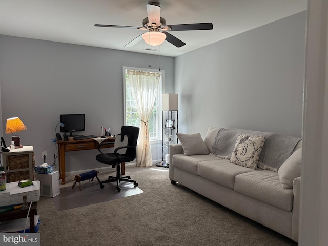 14273 Brandy Ln, Georgetown, DE 19947 - carpeted office space featuring a ceiling fan