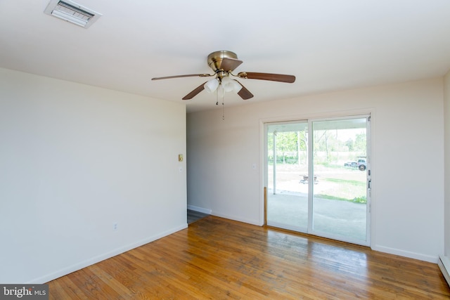 2500 Eberhart Rd, Quakertown, PA 18951 - empty room featuring baseboards, ceiling fan, wood finished floors, and visible vents