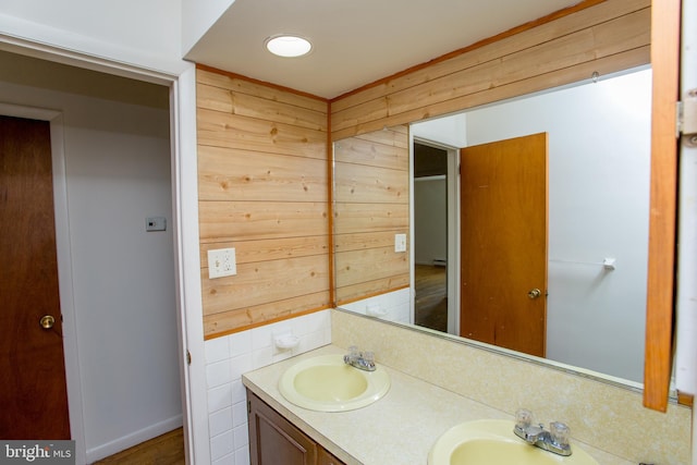 2500 Eberhart Rd, Quakertown, PA 18951 - full bathroom with double vanity, a sink, and wood finished floors