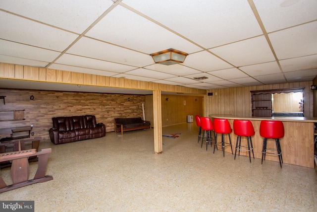 2500 Eberhart Rd, Quakertown, PA 18951 - interior space featuring bar, a drop ceiling, and wooden walls