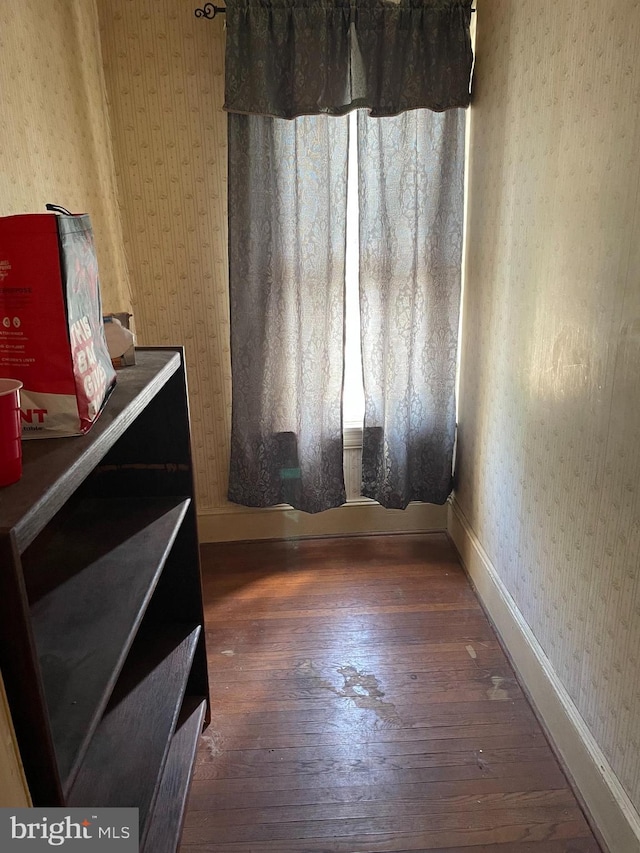 45 W Essex Ave, Lansdowne, PA 19050 - bedroom with hardwood / wood-style floors, wallpapered walls, and baseboards