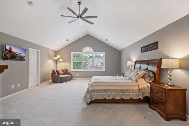 9804 Luck Penny Ct, Bristow, VA 20136 - carpeted bedroom featuring vaulted ceiling, ceiling fan, and baseboards