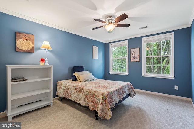 9804 Luck Penny Ct, Bristow, VA 20136 - bedroom with baseboards, crown molding, ceiling fan, and carpet floors