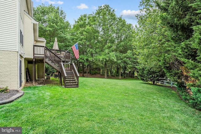 9804 Luck Penny Ct, Bristow, VA 20136 - view of green lawn featuring stairway and a wooden deck